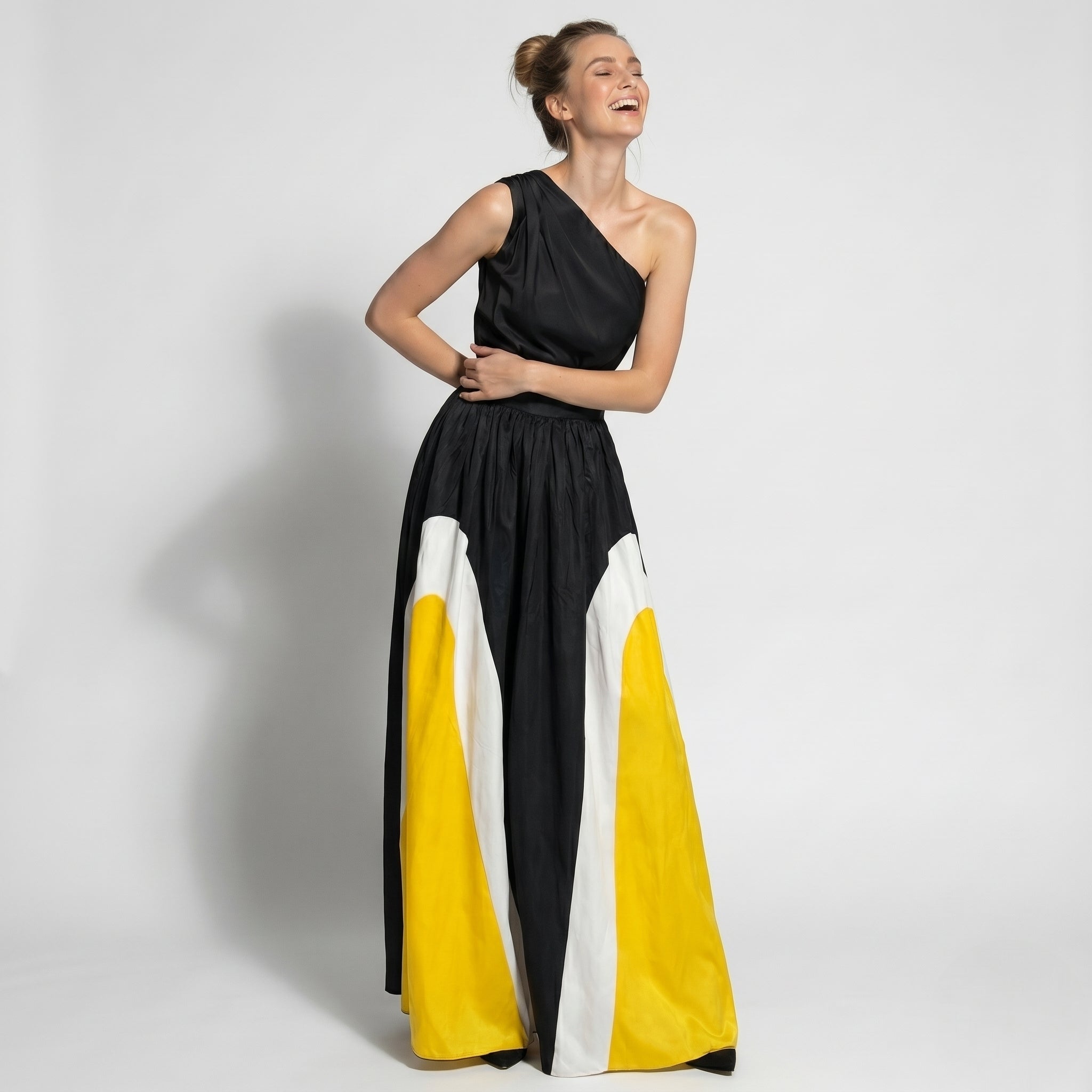 Ruby – Women’s One - Shoulder Evening Maxi Dress - Dress - Yellow - Parker&Brooks
