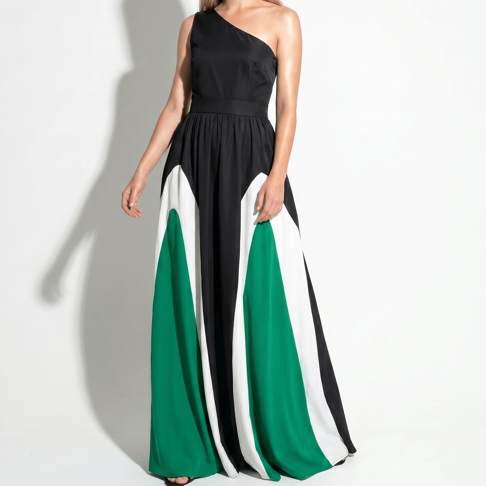 Ruby – Women’s One - Shoulder Evening Maxi Dress - Dress - Green - Parker&Brooks