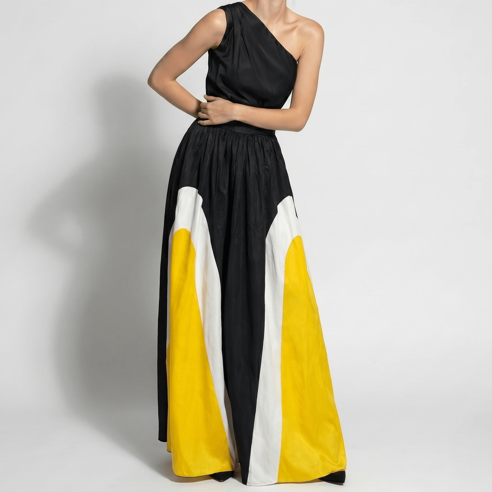 Ruby – Women’s One - Shoulder Evening Maxi Dress - Dress - Yellow - Parker&Brooks