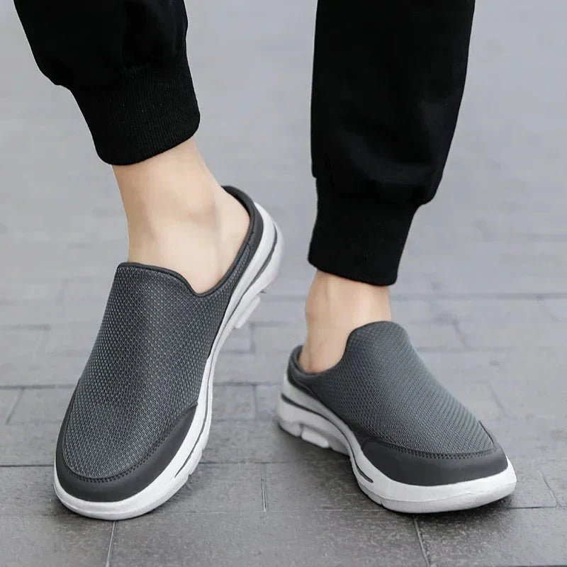 Ryan - Men's Orthopedic Knit Mules - Shoes - Gray - Parker&Brooks