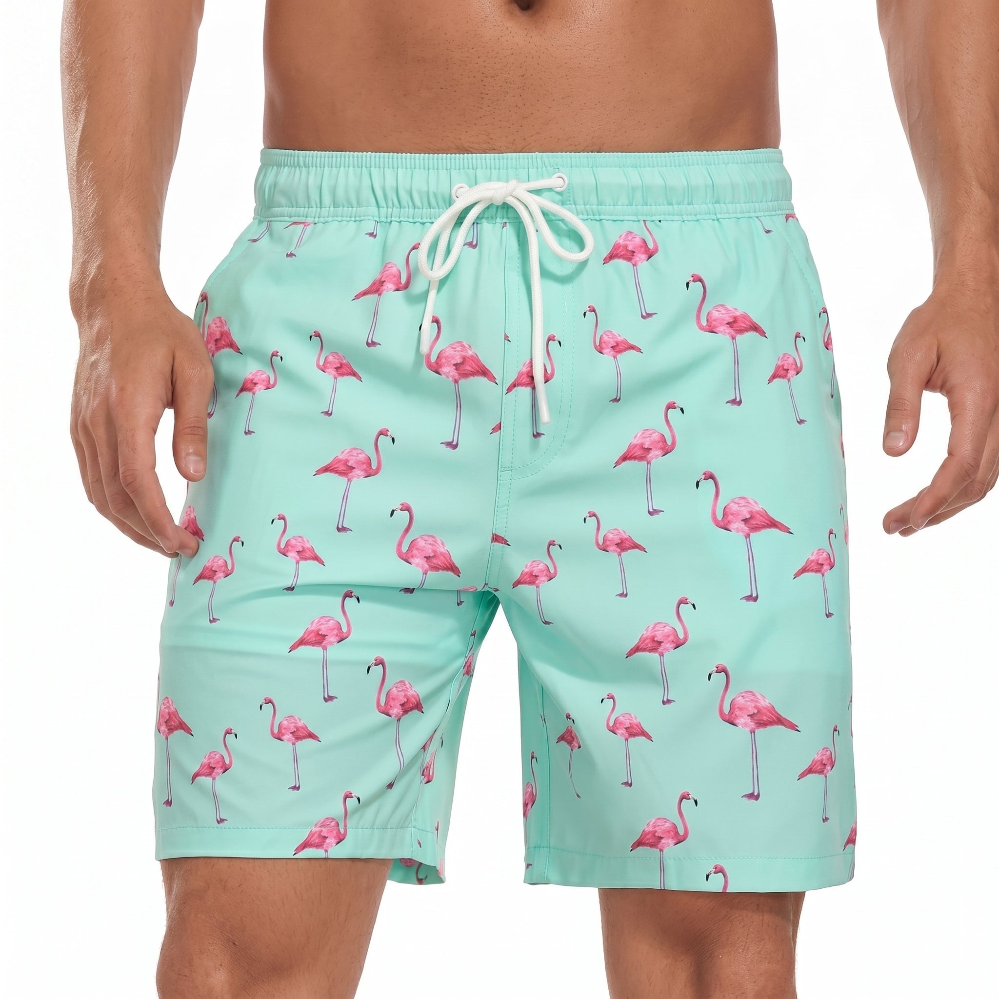 Ryan - Men's Printed Drawstring Swimming Shorts - Shorts Men - Mint Green - Parker&Brooks