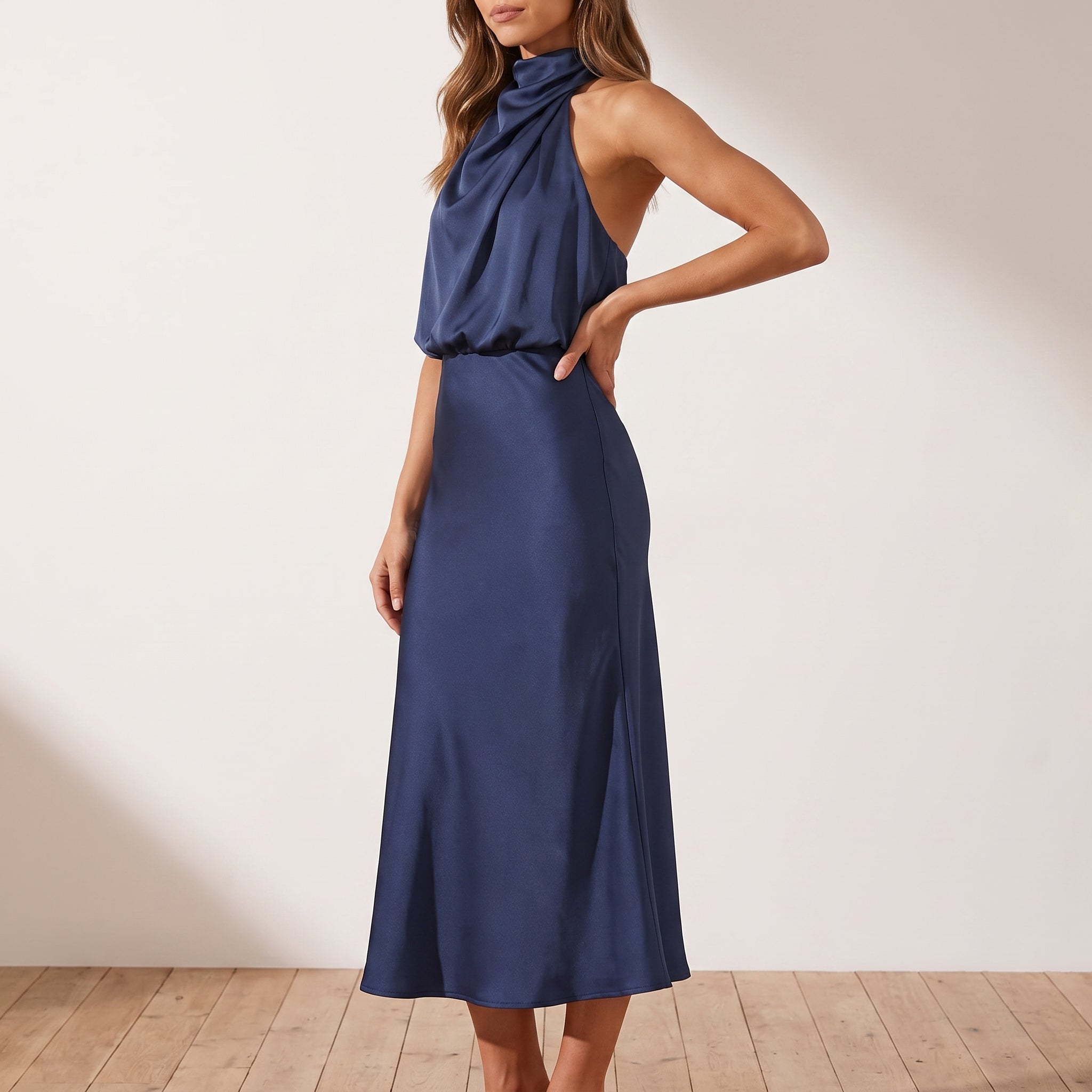 Alfreda - Women's Wedding Guest High Neck Maxi Dress