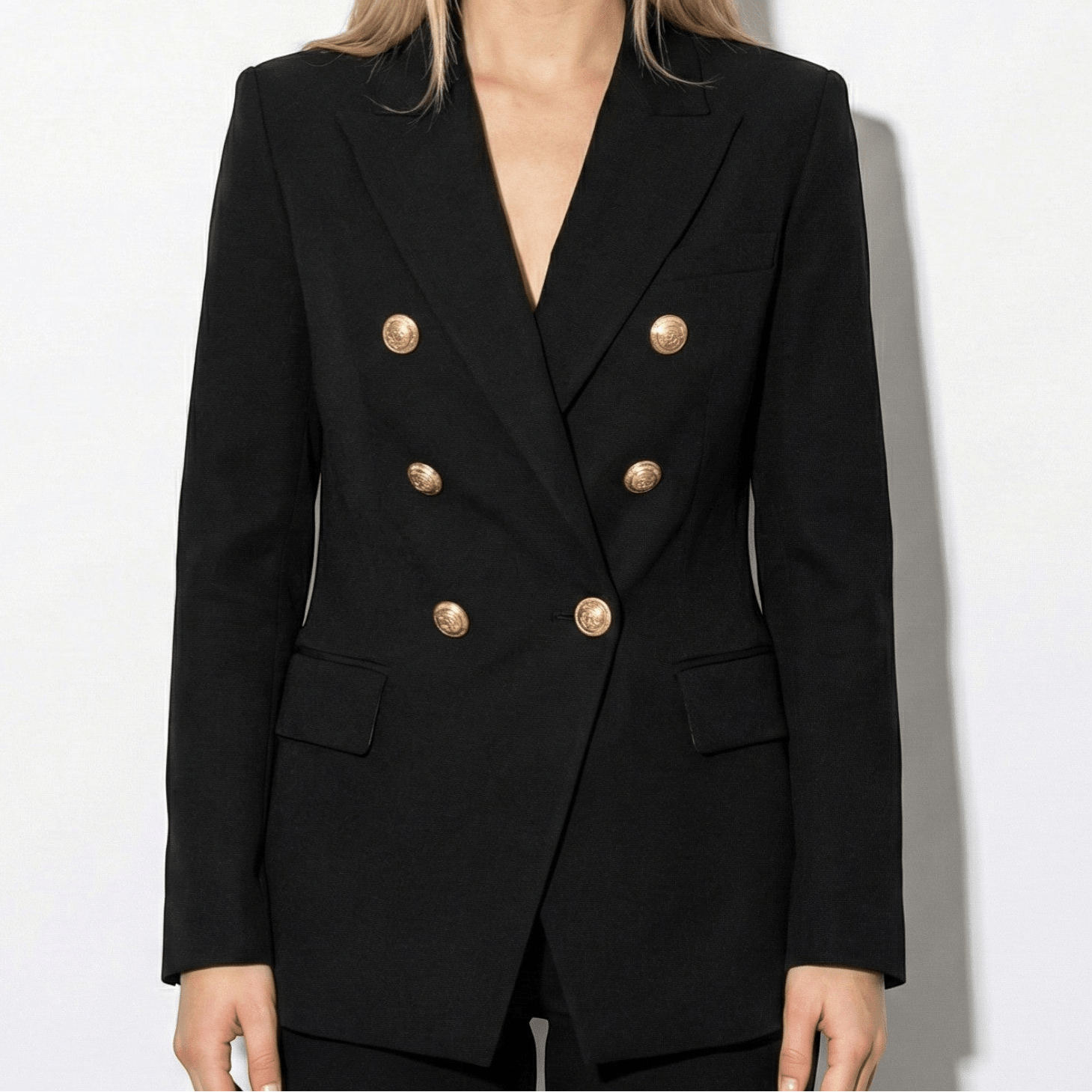Sarah - Women's Tailored Double Breasted Blazer with Gold Buttons - Parker&Brooks