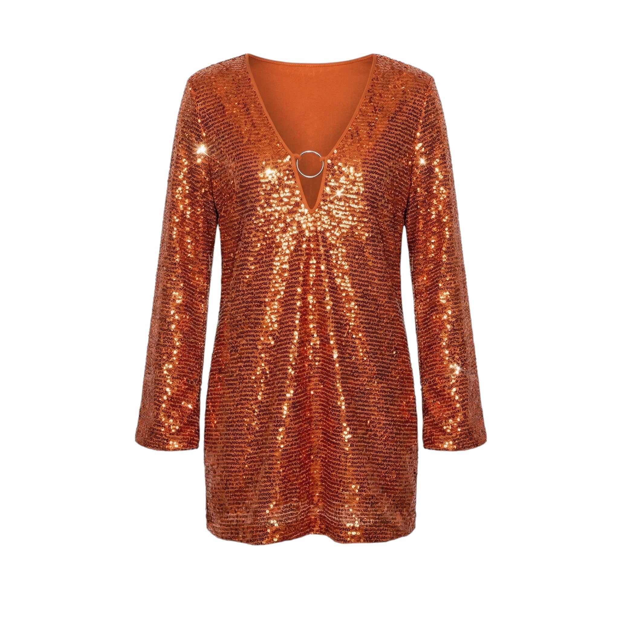 Scarlett - Women's Party Plunge Mini Dress - Mini Dress - Orange - Parker&Brooks