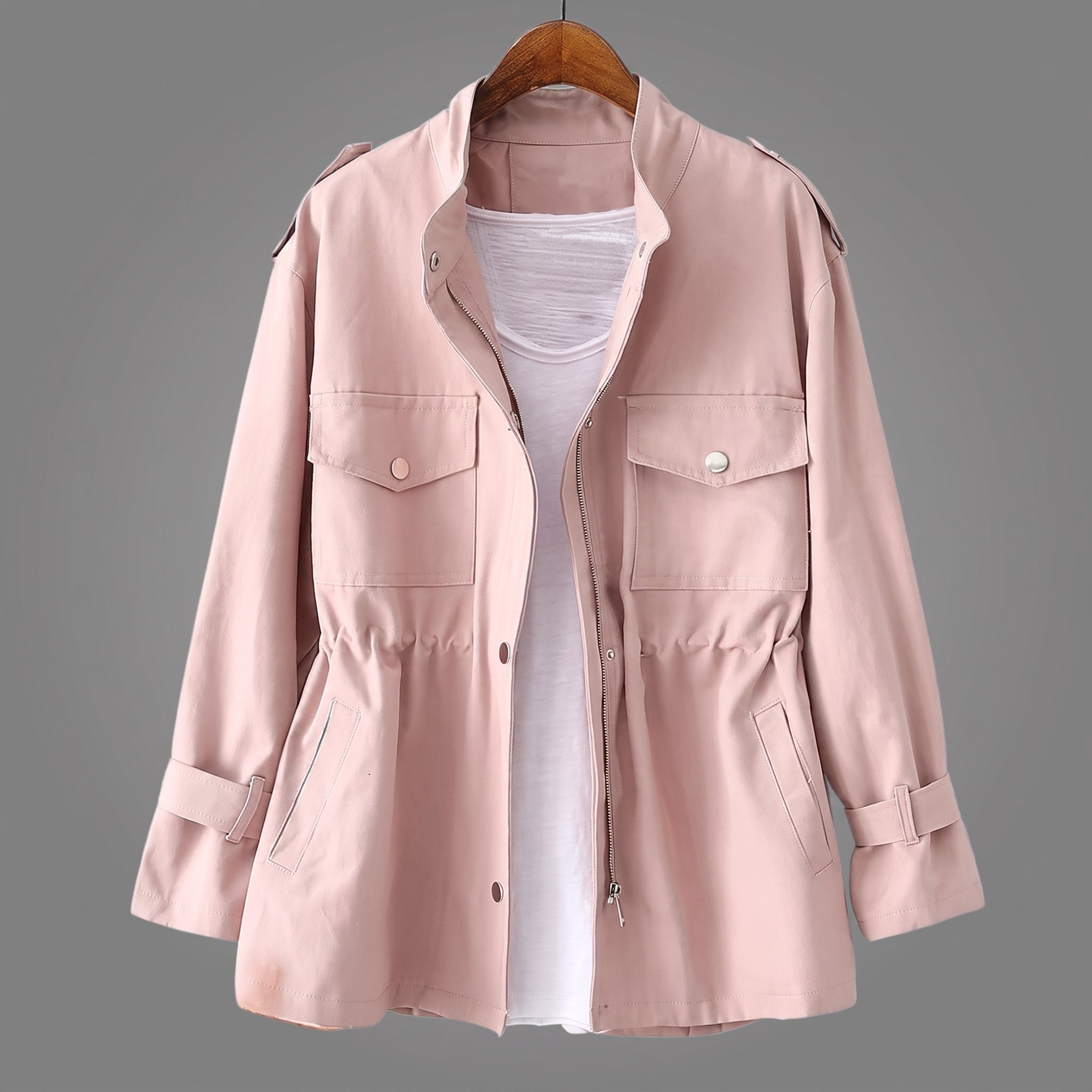 Sophie - Women's Relaxed Transitional Utility Jacket with Cinched Waist - Coats & Jackets - Pink - Parker&Brooks