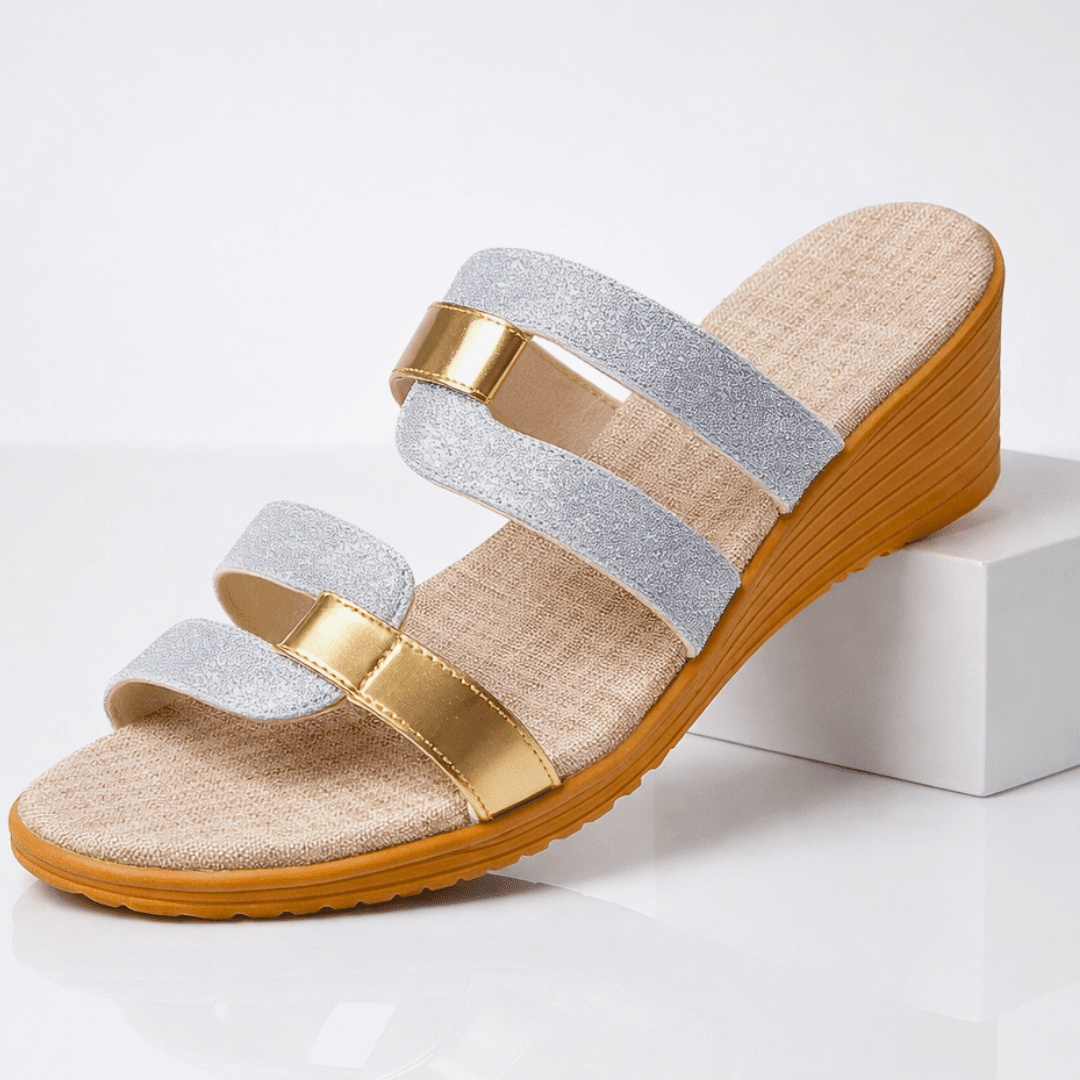 Stella - Women's Elegant Multi - Strap Sandals - Sandals & Slides - Silver - Parker&Brooks
