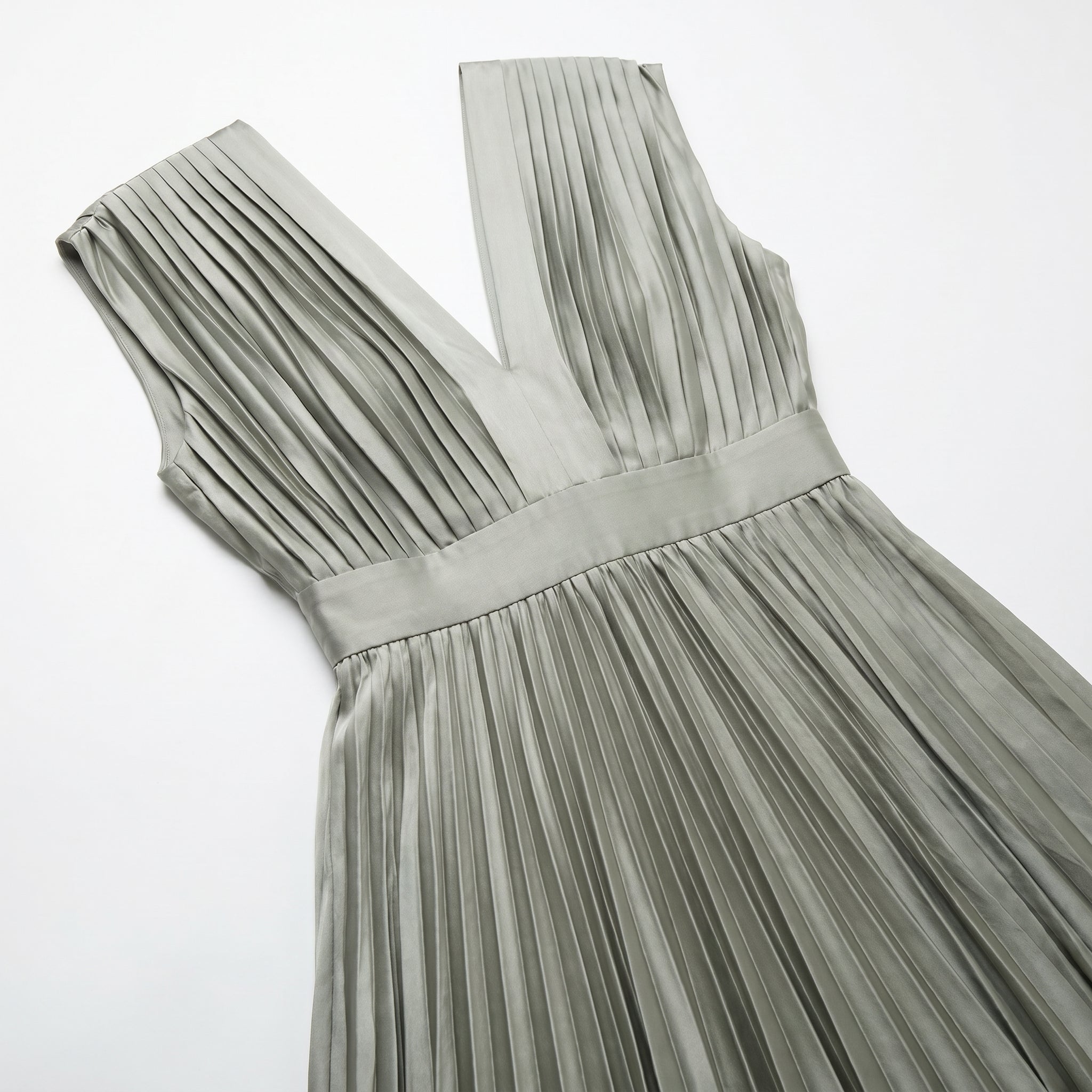 Stella - Women's Pleated Maxi Dress - Dress - Gray - Parker&Brooks