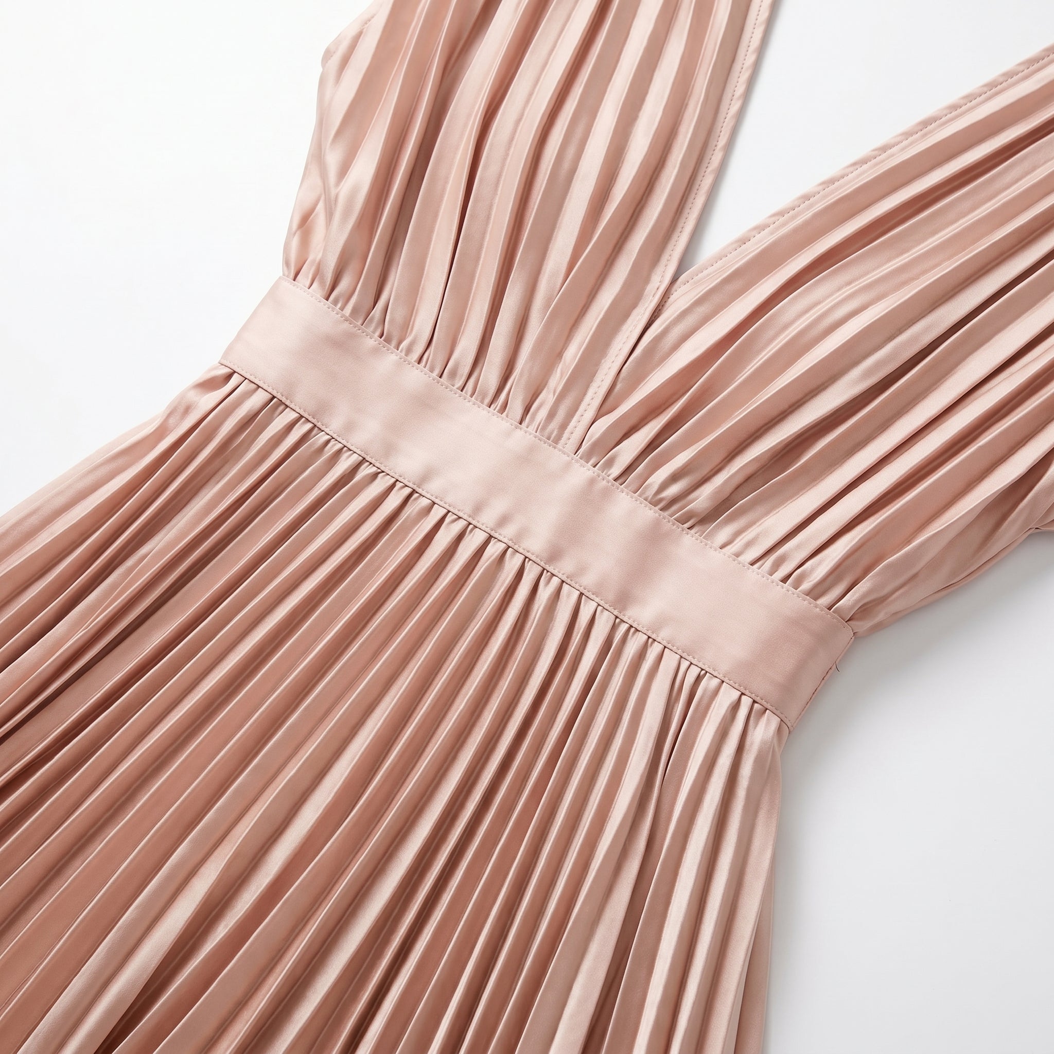 Stella - Women's Pleated Maxi Dress - Dress - Beige - Parker&Brooks