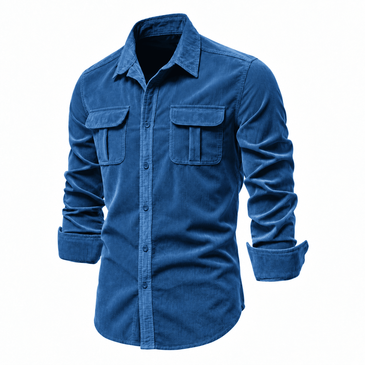 Tom - Men's Slim Fit Cotton Shirt Jacket with Chest Pockets - Shirts - Blue - Parker&Brooks