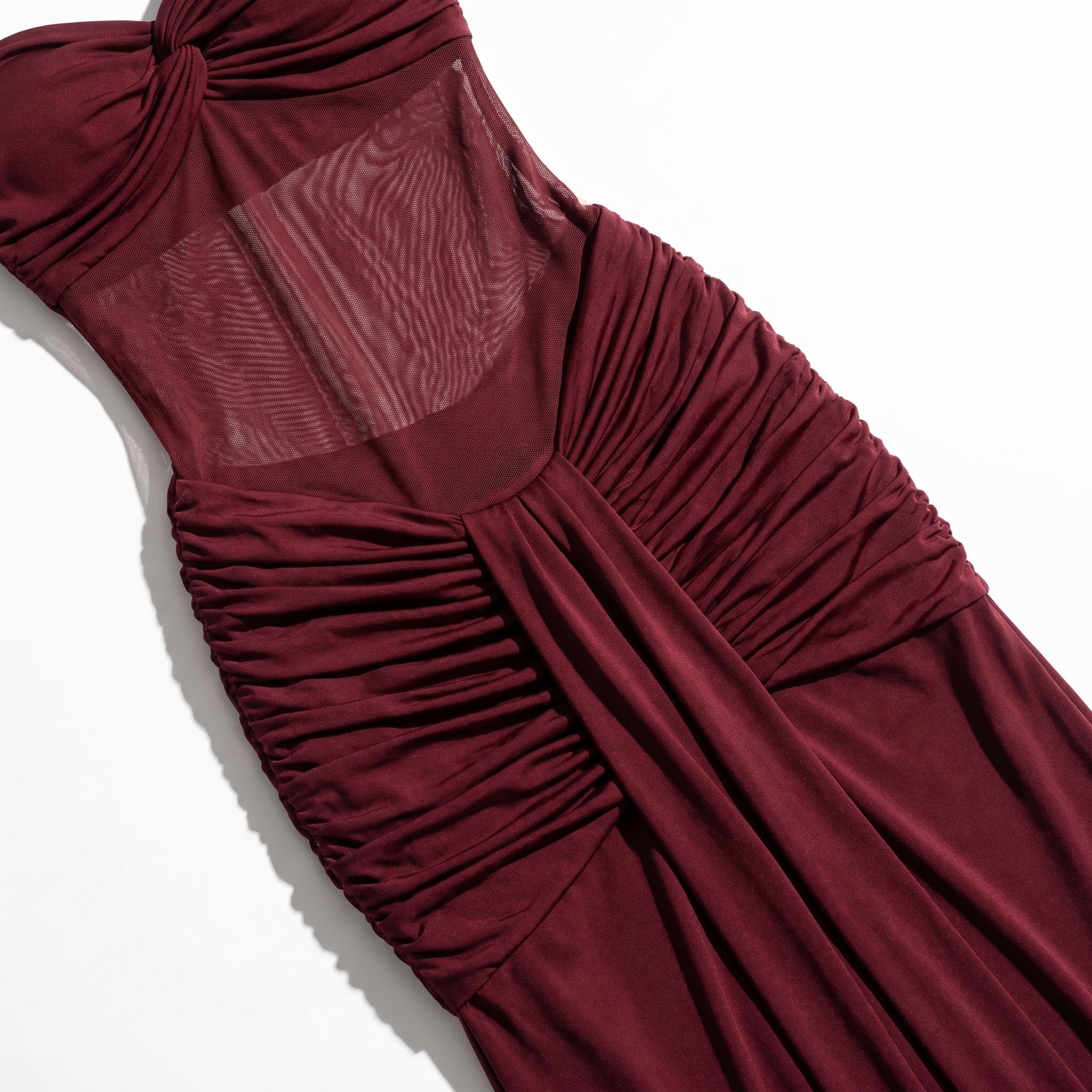 Victoria - Women's Summer Party Ruched Halter Maxi Dress - Maxi Dress - Burgundy - Parker&Brooks