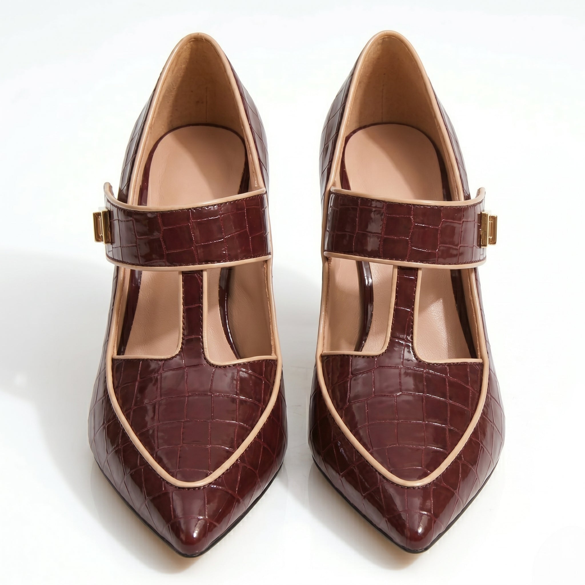 Vivian - Women's Pointed Toe Mary Jane Heels - Sandals & Slides - Burgundy - Parker&Brooks