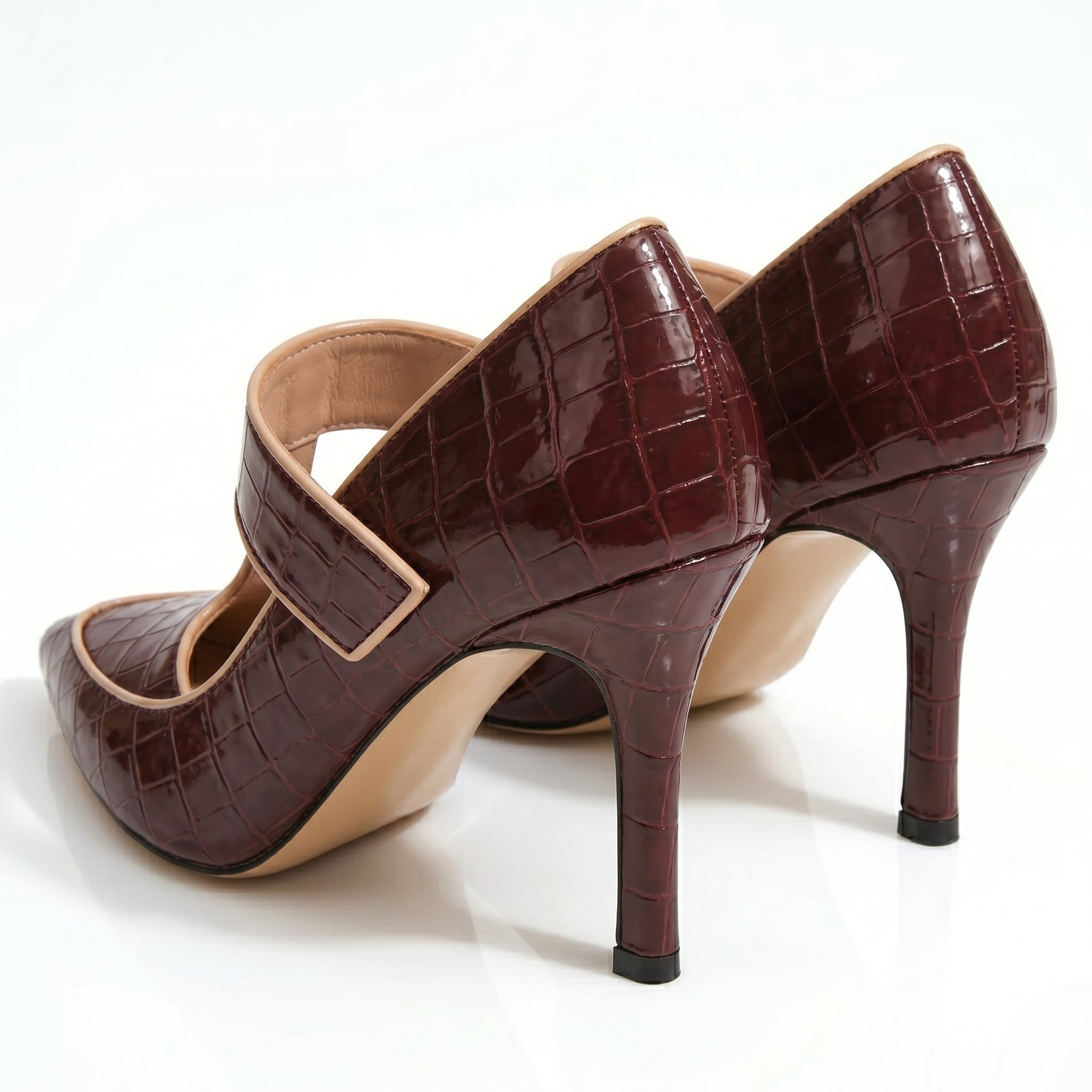 Vivian - Women's Pointed Toe Mary Jane Heels - Sandals & Slides - Burgundy - Parker&Brooks
