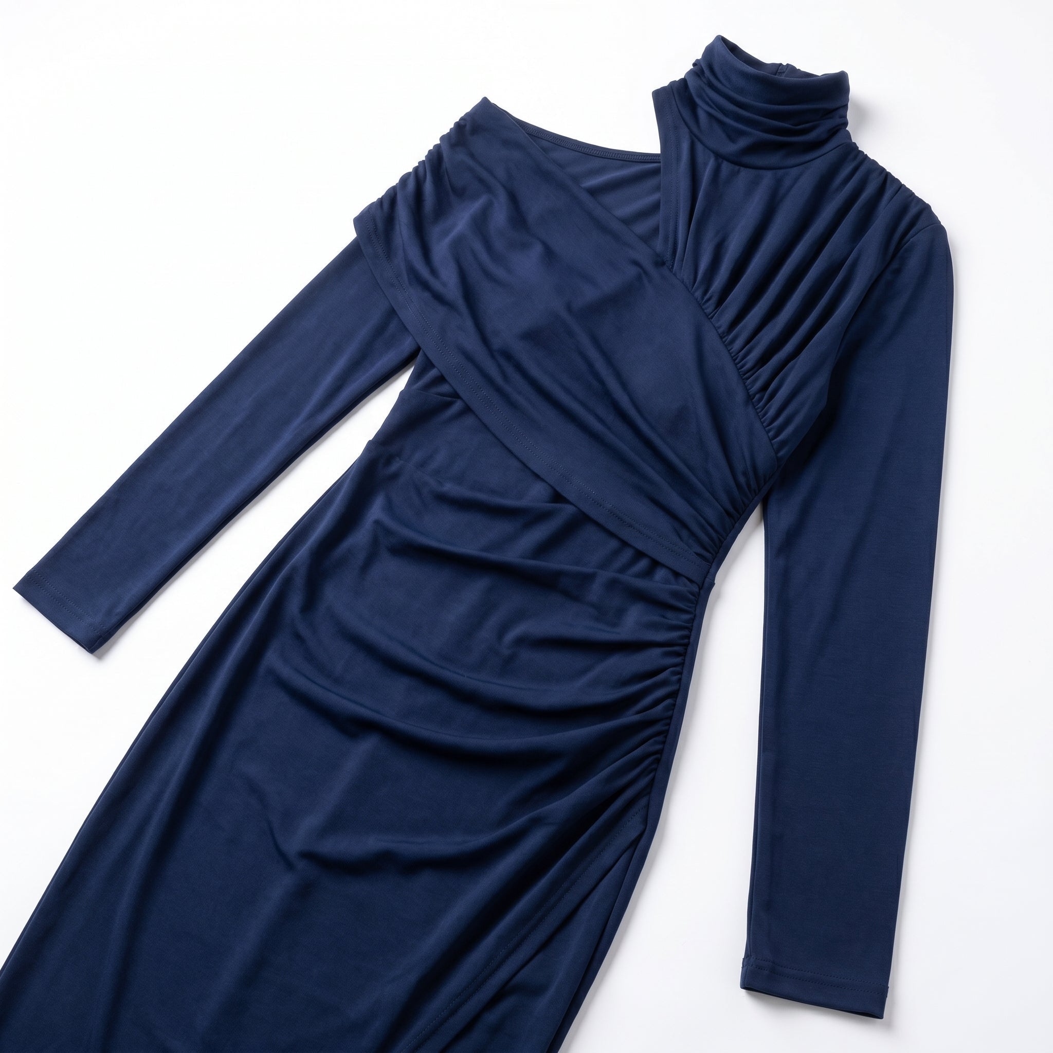 Vivienne - Women's Evening Bodycon Turtleneck Midi Dress