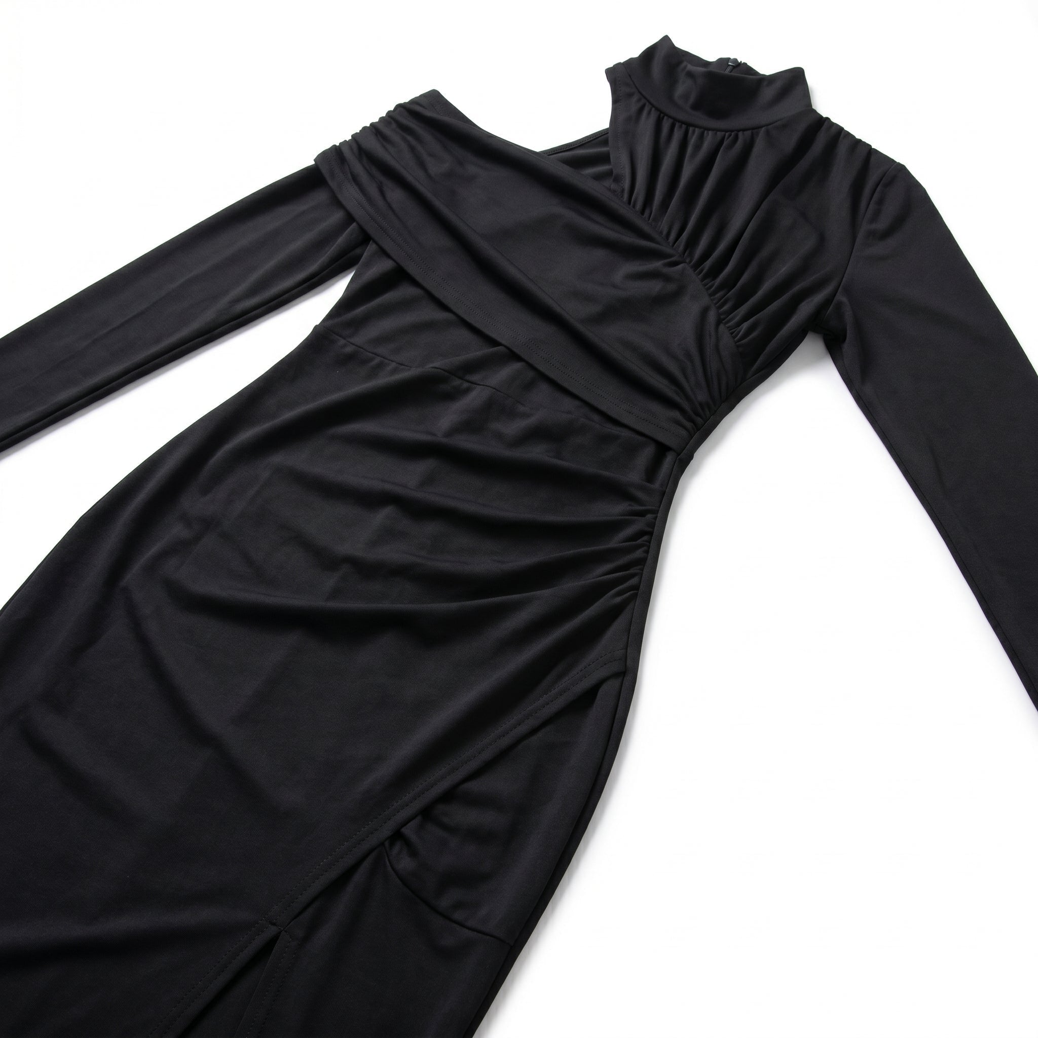 Vivienne - Women's Evening Bodycon Turtleneck Midi Dress