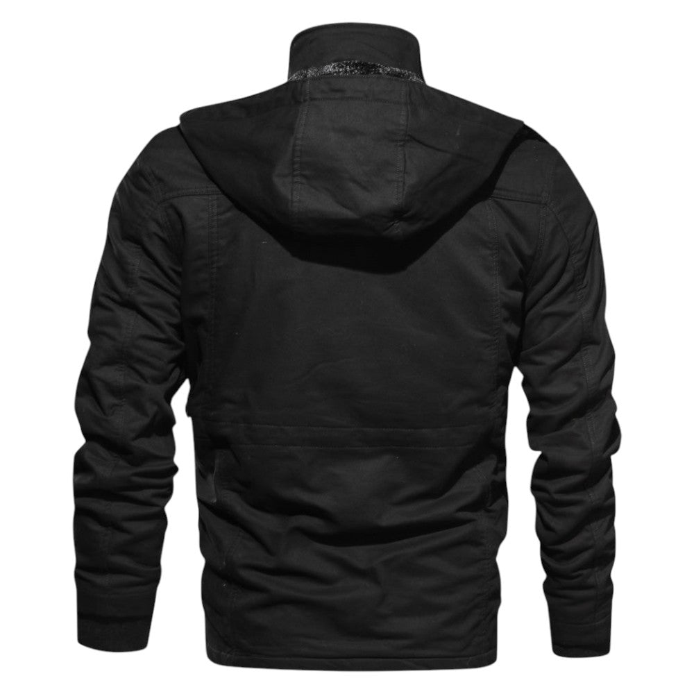 Men’s Winter Cargo Jacket with Faux Fur Lining and Multiple Pockets