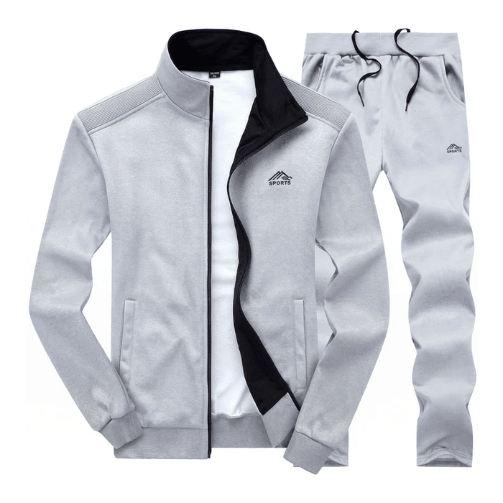 Wilhelm - Men's Two-Piece Stand Collar Full Zip Tracksuit Set - Outfit Sets - Light Gray - Parker&Brooks
