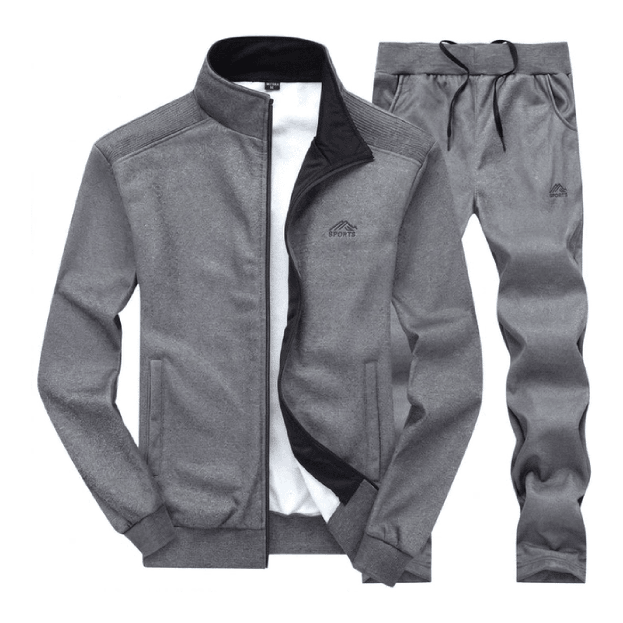 Wilhelm - Men's Two-Piece Stand Collar Full Zip Tracksuit Set - Outfit Sets - Dark Gray - Parker&Brooks