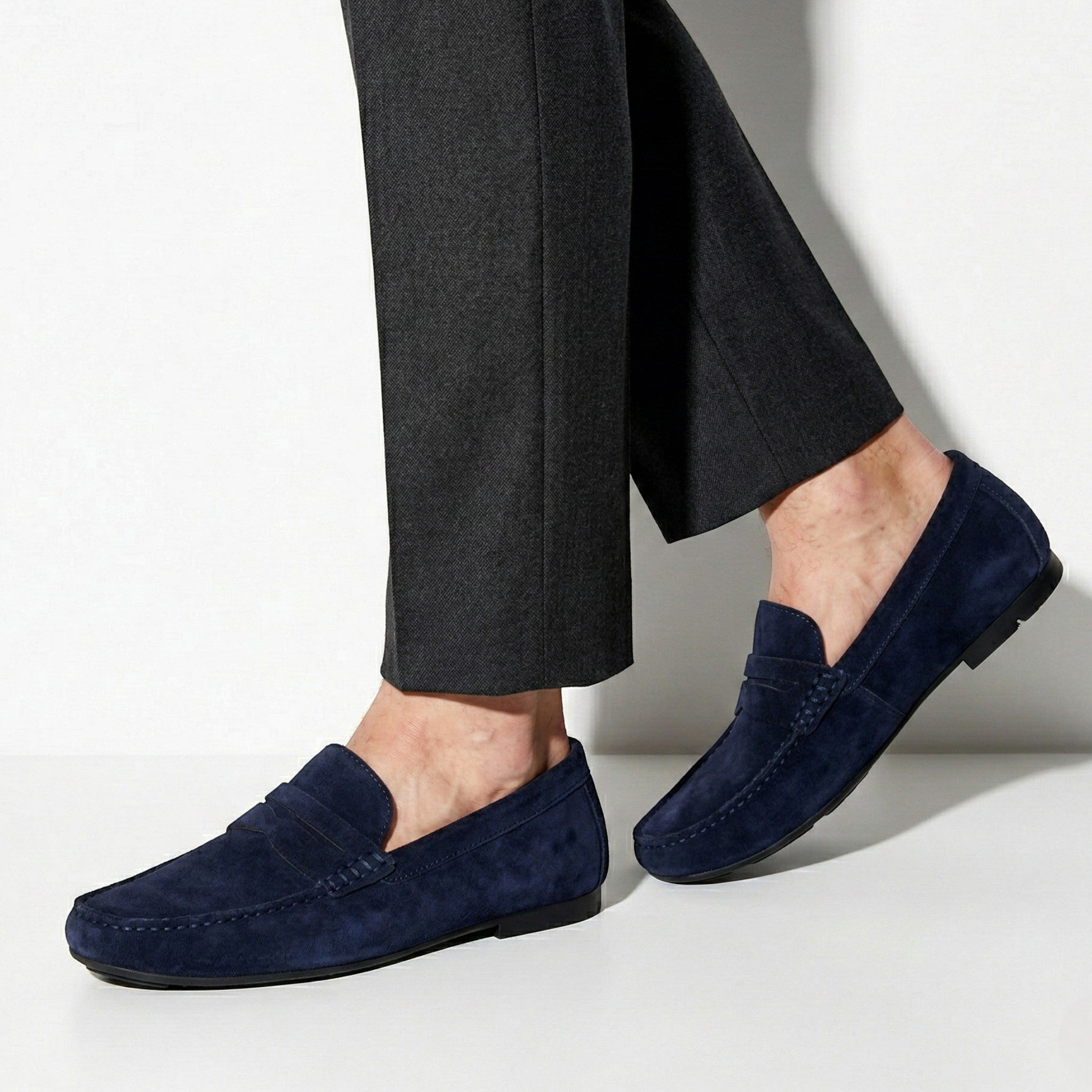 William - Men's Comfortable Slip - On Loafers - Loafers - Navy - Parker&Brooks