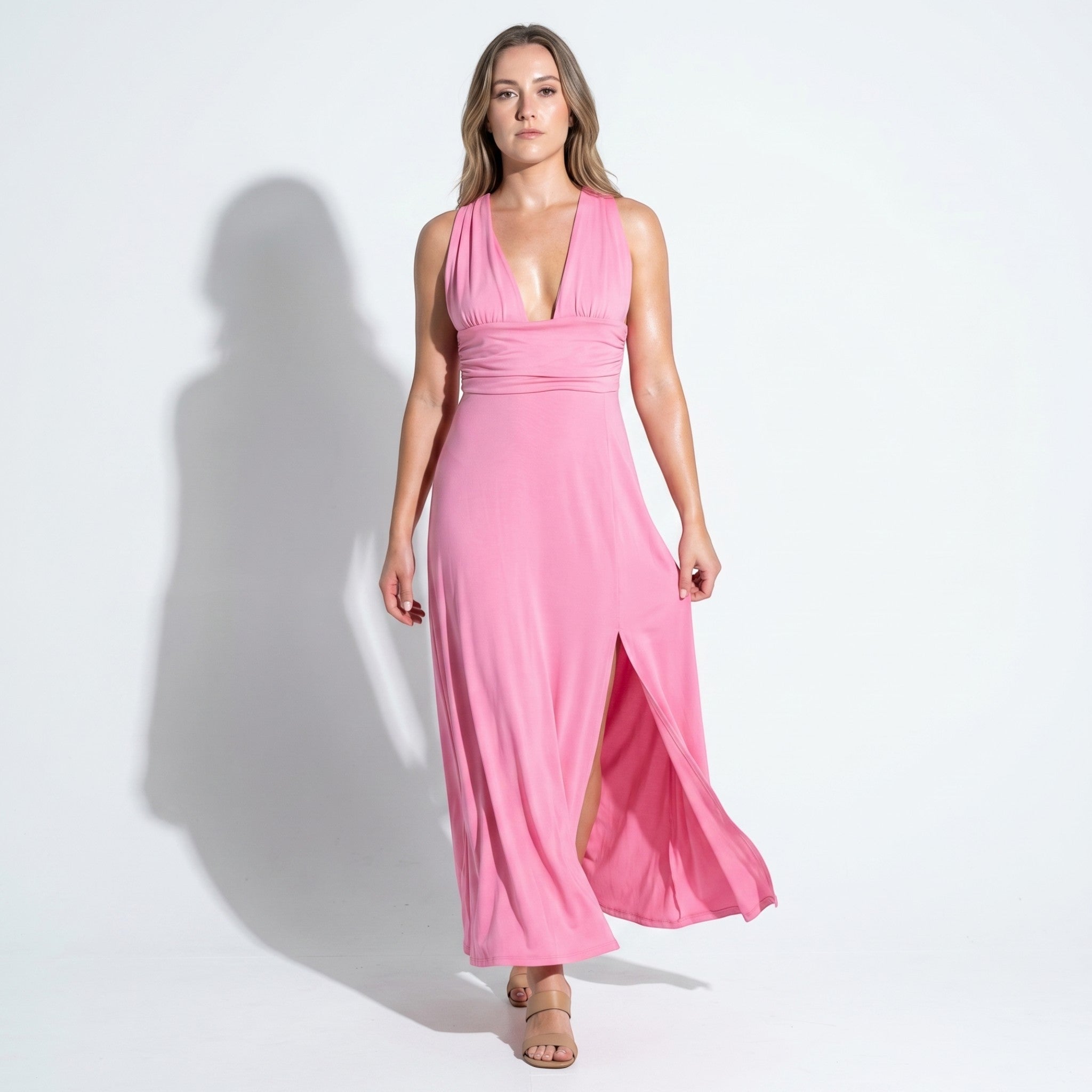 Women's Summer Party Plunge Maxi Dress with High Split