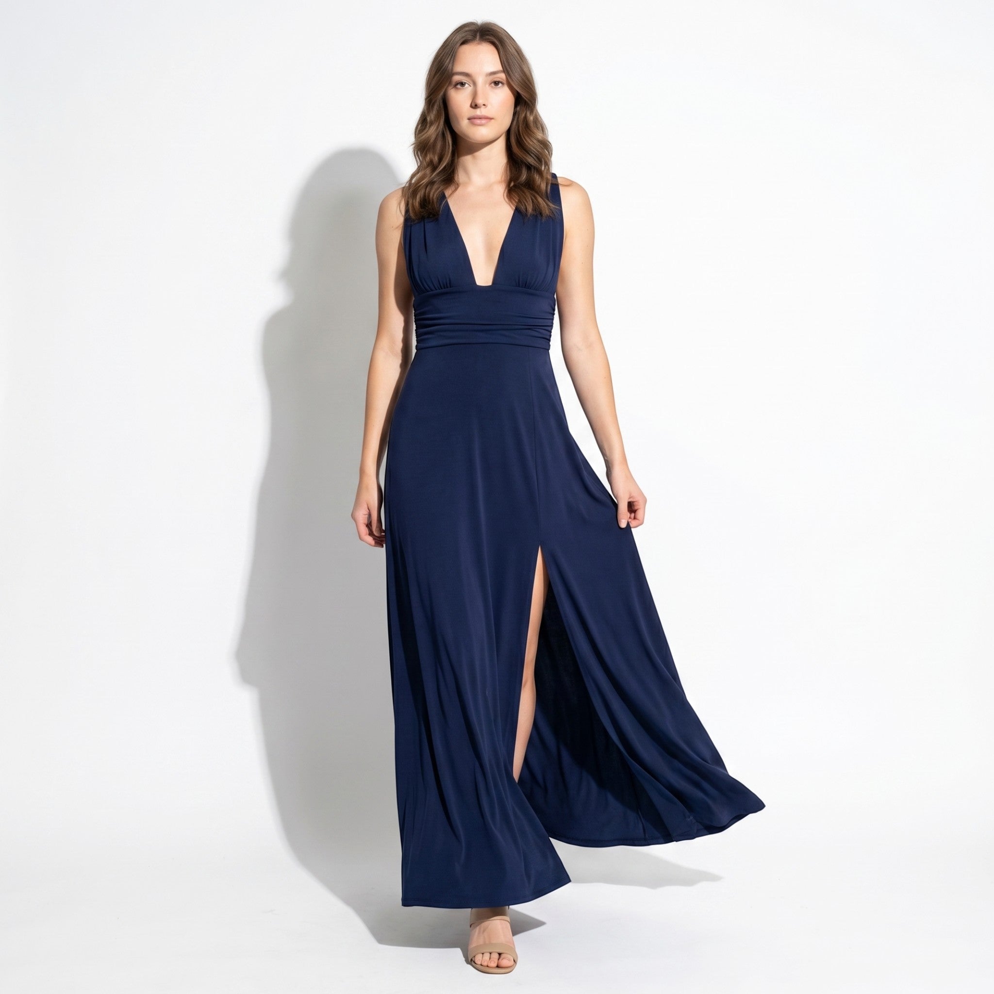 Women's Summer Party Plunge Maxi Dress with High Split