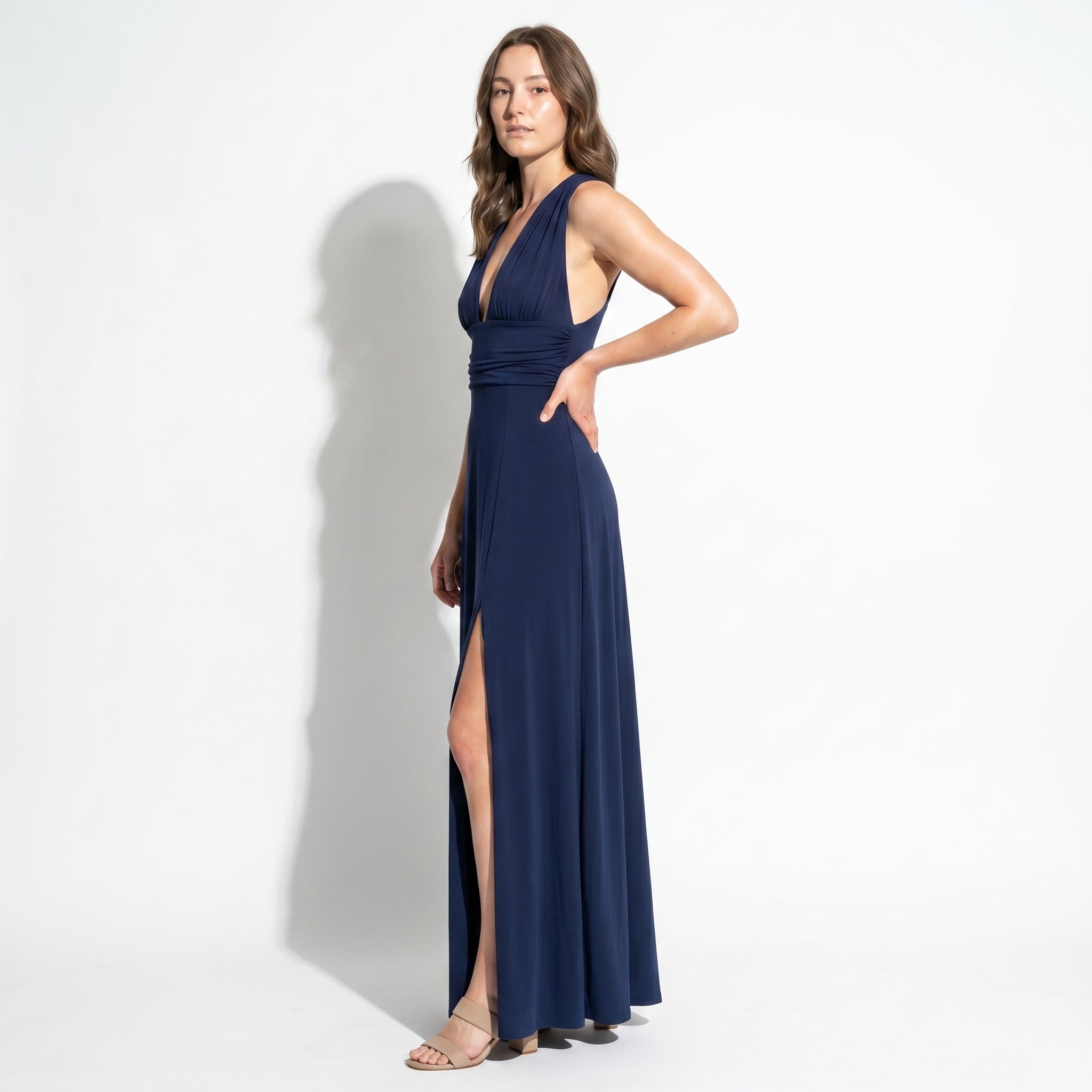 Women's Summer Party Plunge Maxi Dress with High Split