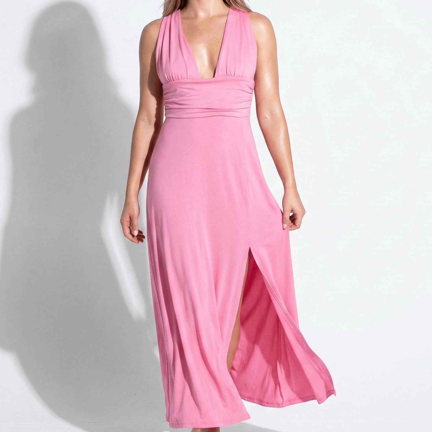 Women's Summer Party Plunge Maxi Dress with High Split