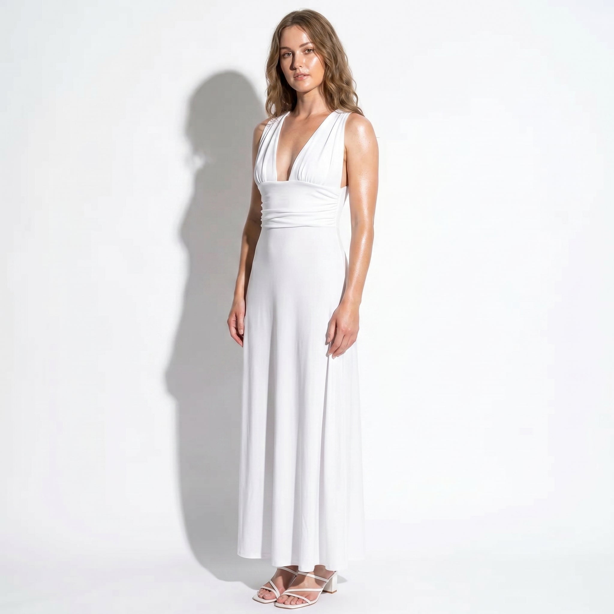 Women's Summer Party Plunge Maxi Dress with High Split