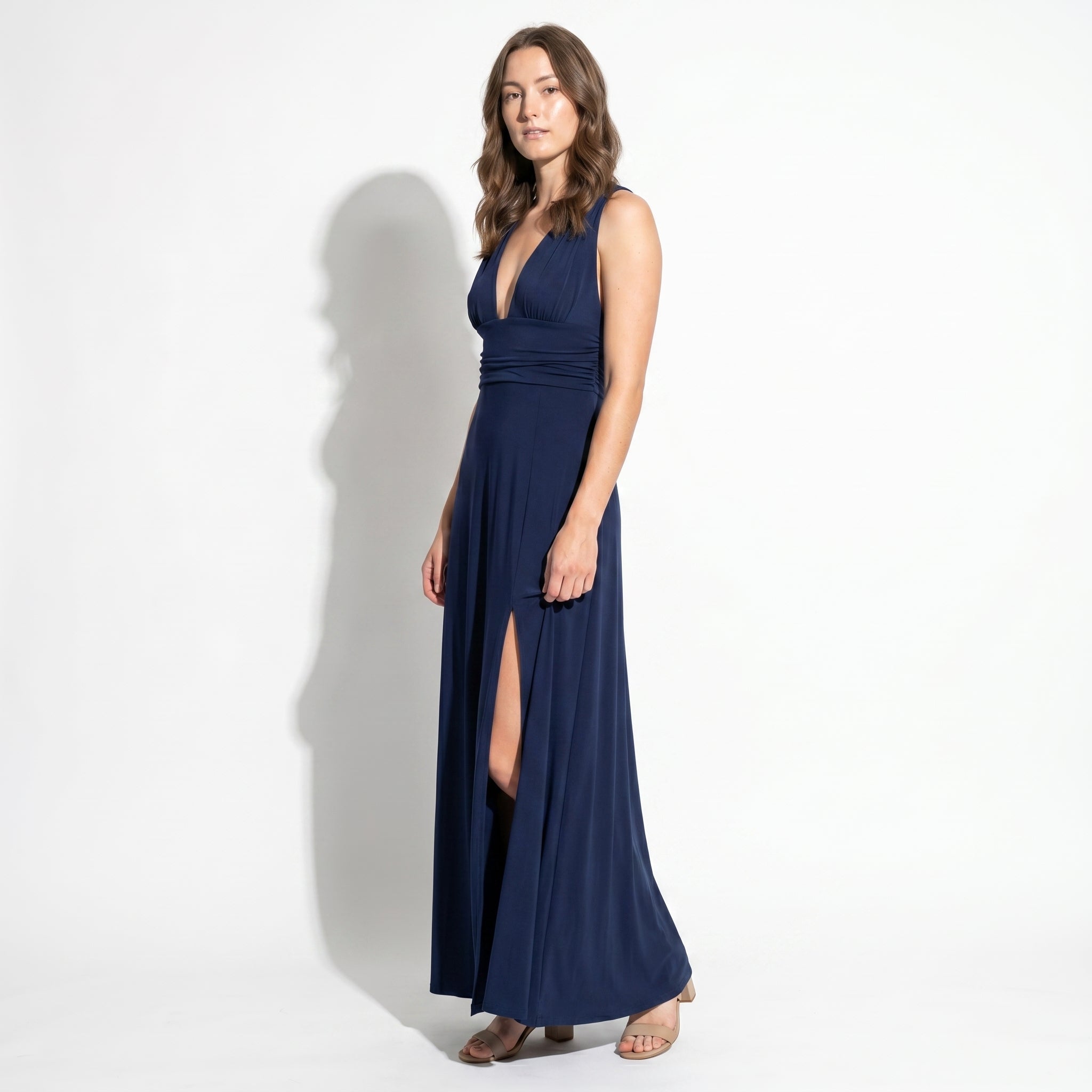Women's Summer Party Plunge Maxi Dress with High Split